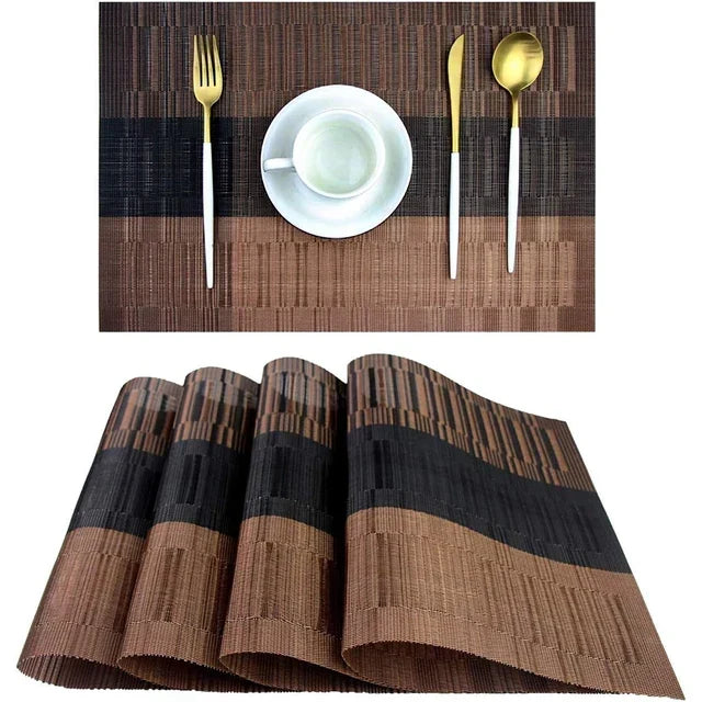 Juego de 4 manteles individuales de PVC lavables a máquina, resistentes al calor y antideslizantes para comedor, cocina y cenas