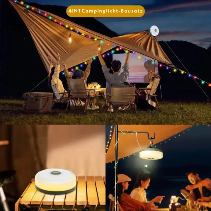 Rechargeable LED Camping Lantern with RGB String Lights and Power Bank Function for Outdoor Adventures | Thomler