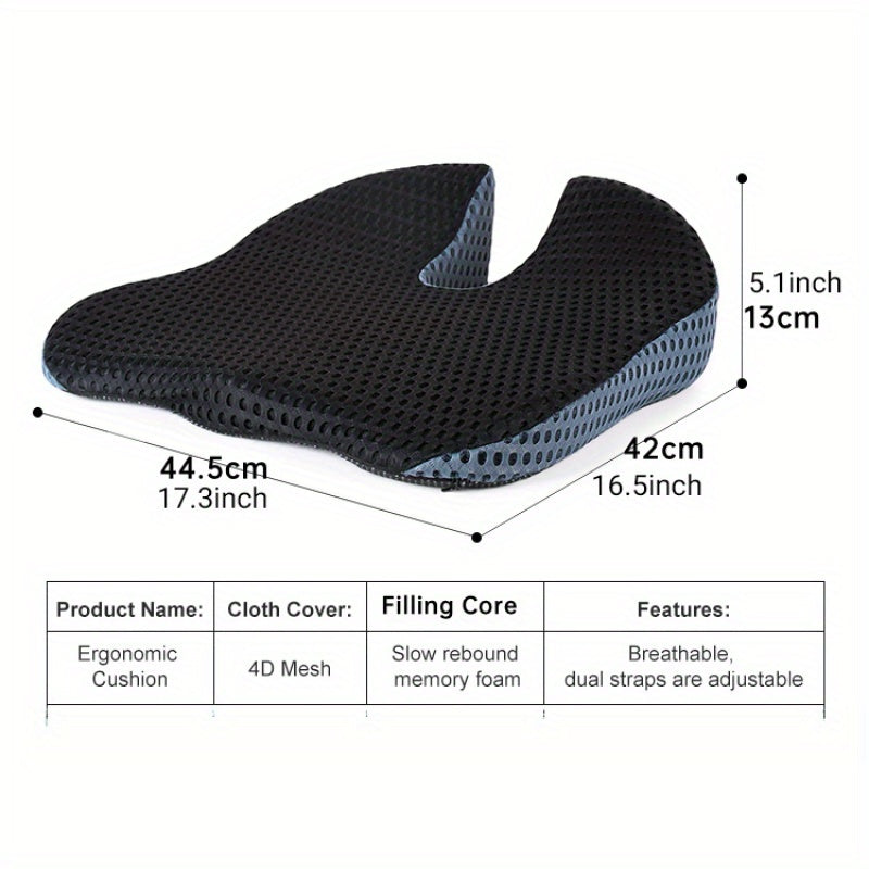 Contoured Car Seat Cushion with Memory Foam Support for Coccyx Relief and Posture Improvement | Thomler