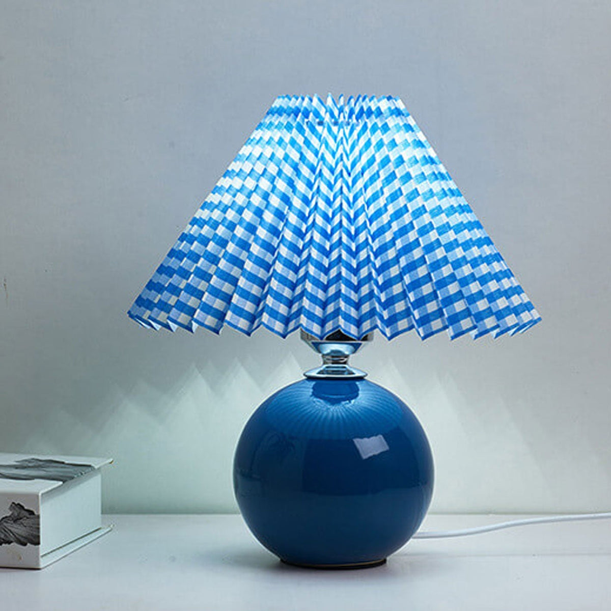 Ceramic Accent Lamp with Fabric Shade 11x9.5 in E26 Socket for Nightstand Desk Study Room Reading Light Modern Home Decor | Thomler