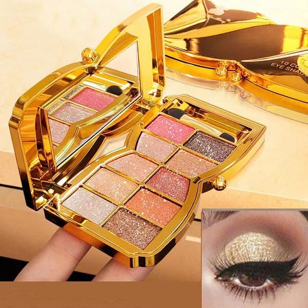 10-Color Glitter Eyeshadow Palette Shimmer Mineral Makeup for Parties Weddings Everyday Looks Highly Pigmented Long-Lasting Eye Shadow | Thomler