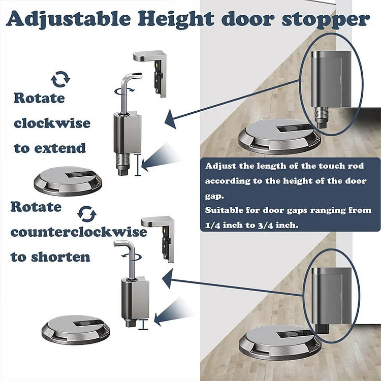Floor-Mount Push-Lock Door Holder | Zinc Alloy Stopper for Living Room Office Bedroom Hallway | Non-Magnetic Release Mechanism | Thomler