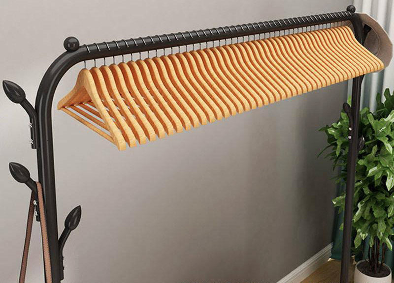 Steel Garment Rack with Shelves & Hooks for Entryway Organization 59 in H × 43 in W Freestanding Clothes Rail Multi-Level Storage for Jacket | Thomler