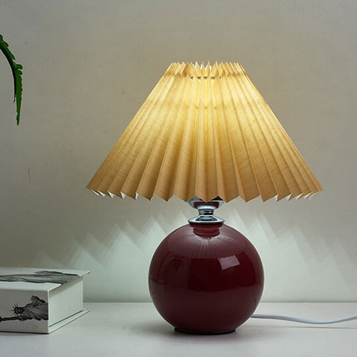 Ceramic Accent Lamp with Fabric Shade 11x9.5 in E26 Socket for Nightstand Desk Study Room Reading Light Modern Home Decor | Thomler