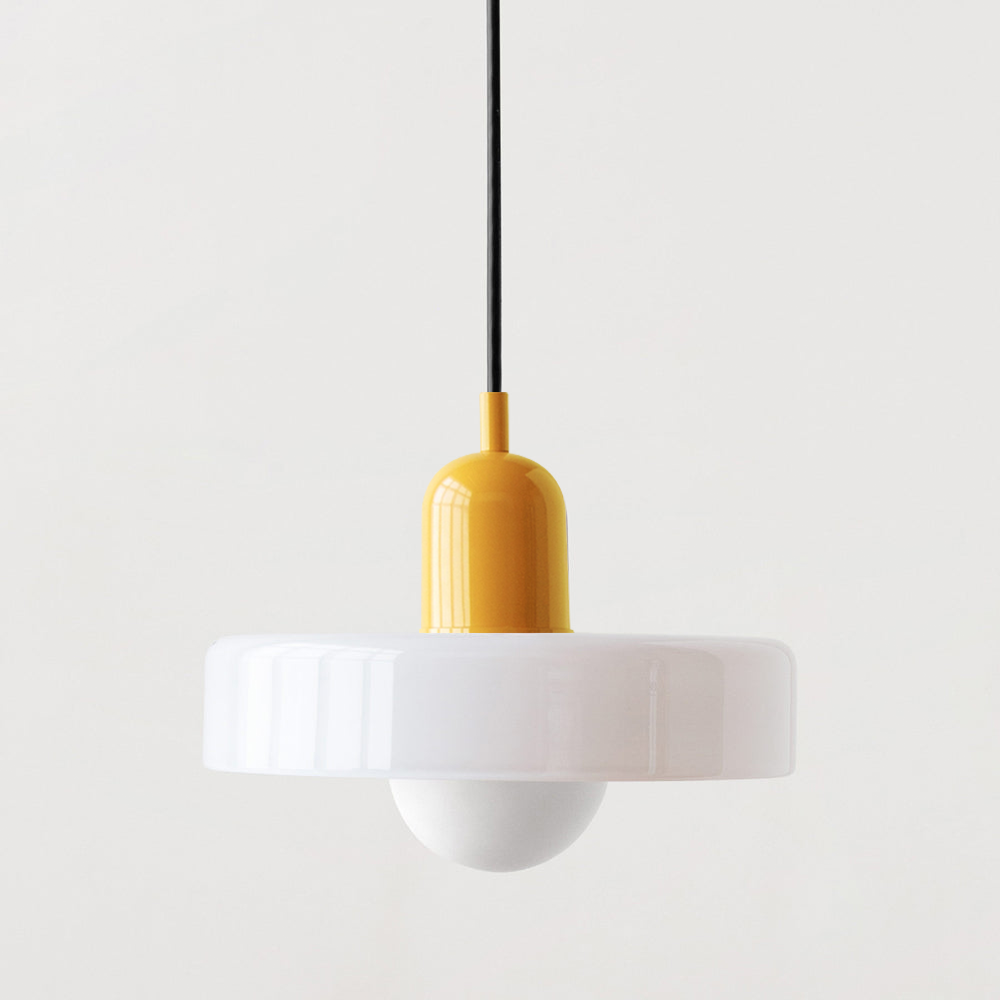 Colored Glass Pendant Light with Adjustable Cord for Dining Room & Living Room – Mid-Century Modern Geometric Hanging Fixture | Thomler