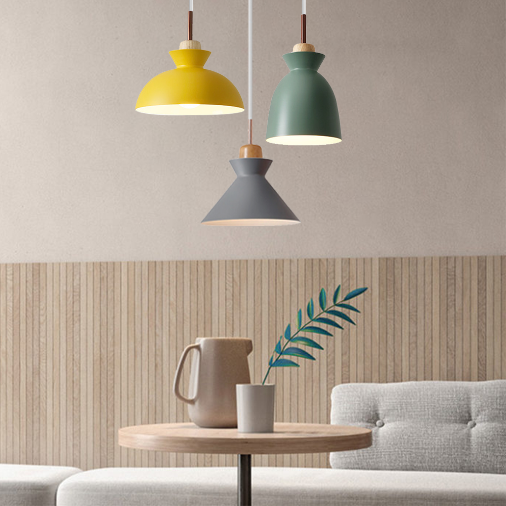 Houten hanglamp 11 inch E27-fitting moderne Scandinavische plafondlamp voor slaapkamer woonkamer eetruimte keukeneiland entree hal | Thomler