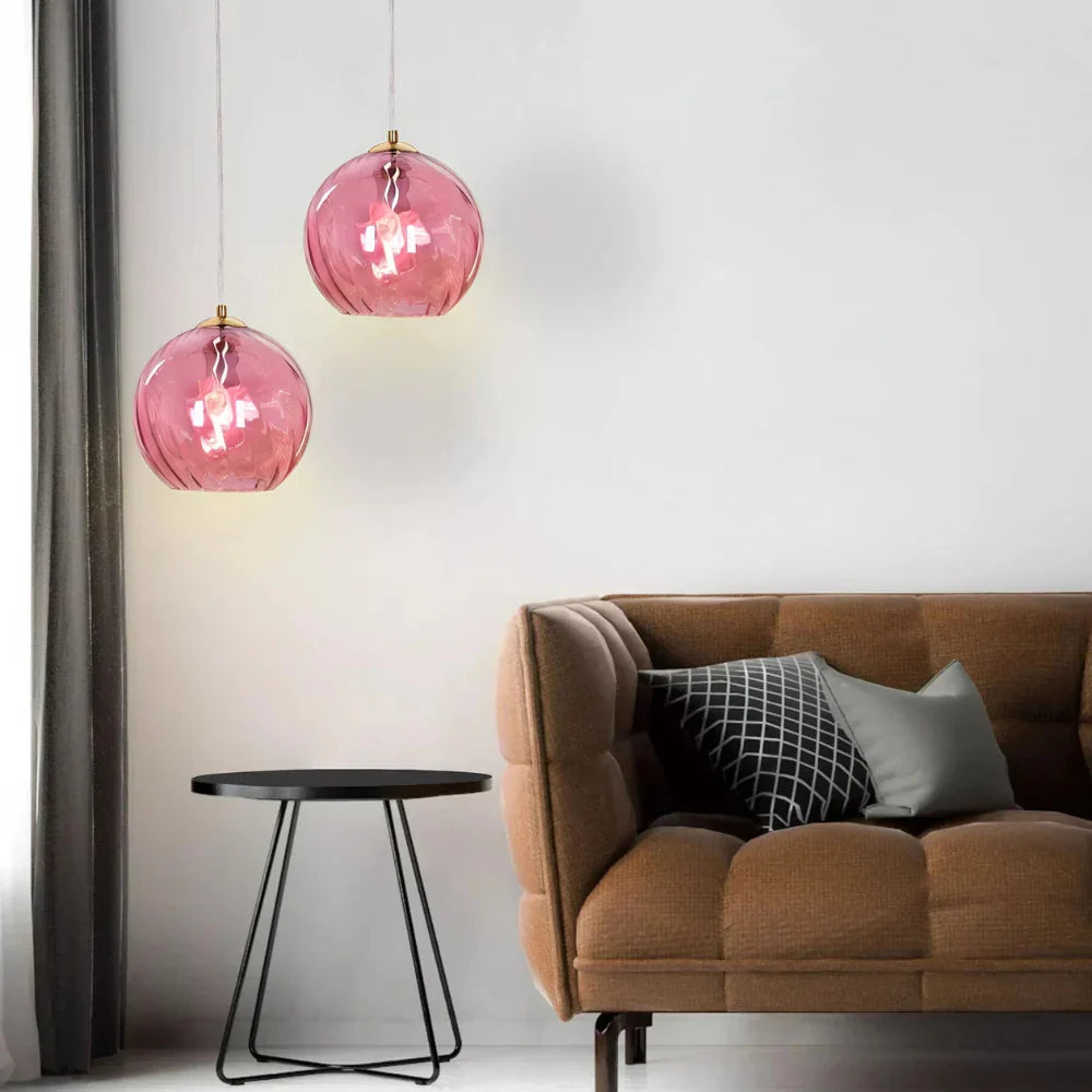 Getextureerde glazen hanglamp 7,9 inch, verlichting voor kookeiland in de eetkamer, in hoogte verstelbare moderne bolvormige pendellamp, minimalistische plafondlamp voor K | Thomler