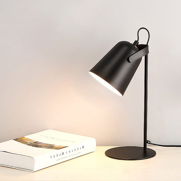 Lámpara de escritorio de metal moderna de 14 pulgadas con casquillo E26 para mesita de noche de dormitorio, mesa de oficina, luz de lectura, iluminación de acento enchufable, hogar contemporáneo