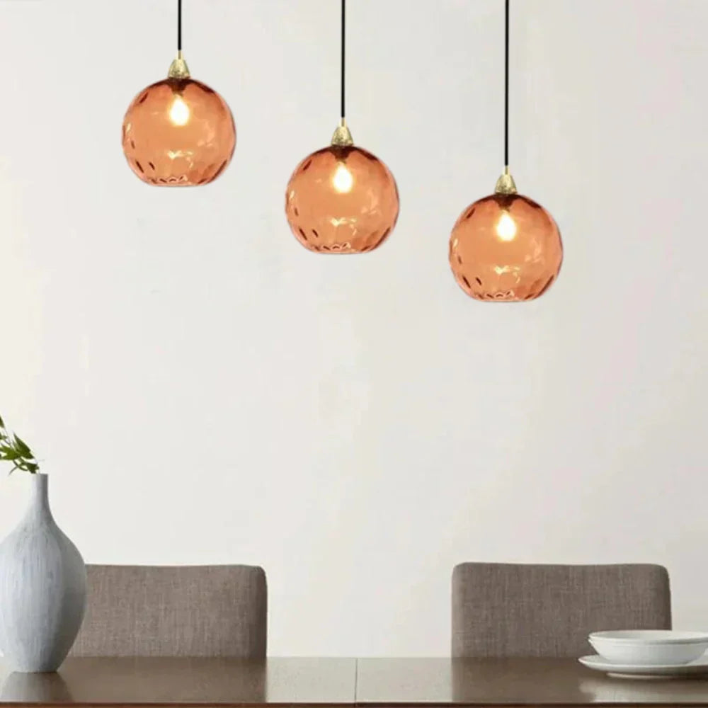 Getextureerde glazen hanglamp 7,9 inch, verlichting voor kookeiland in de eetkamer, in hoogte verstelbare moderne bolvormige pendellamp, minimalistische plafondlamp voor K | Thomler