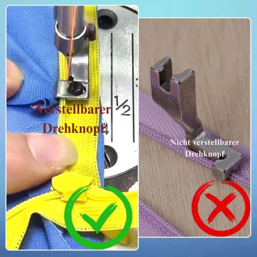 Adjustable Zipper Foot for Sewing Machines – Invisible Zip Presser Foot Attachment for Size 3 & 5 Zippers | Compatible with Most Home Models | Thomler