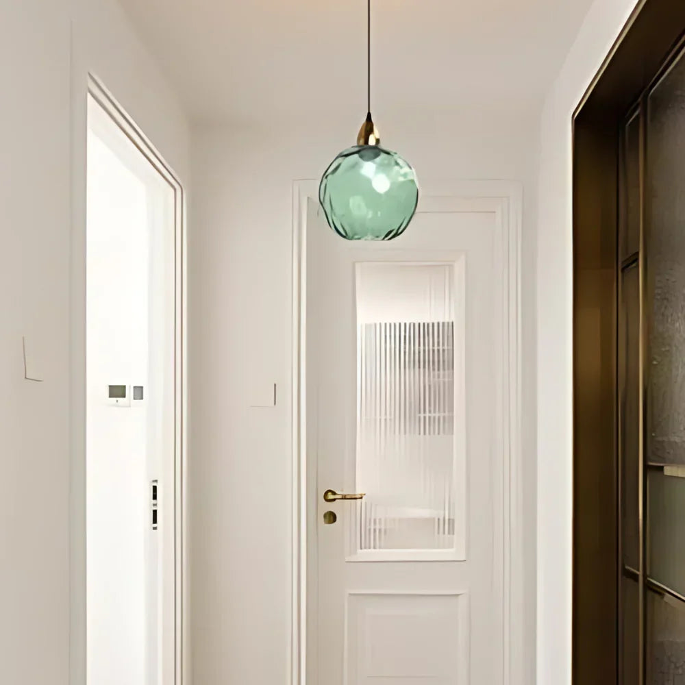 Getextureerde glazen hanglamp 7,9 inch, verlichting voor kookeiland in de eetkamer, in hoogte verstelbare moderne bolvormige pendellamp, minimalistische plafondlamp voor K | Thomler