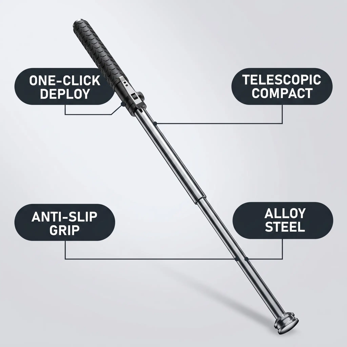 Telescoping Support Cane Spring Deploy Mechanism Rubber Handle Hiking Urban Trail Walking Aid Stability Pole Portable Collapsible Mobility S | Thomler