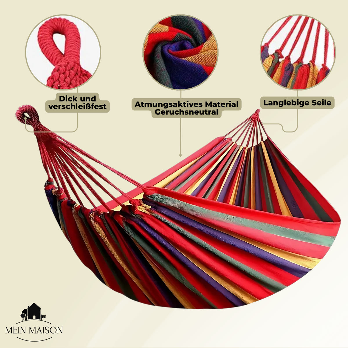 Portable Canvas Hammock with Tree Straps & Carry Bag – 440 lb Capacity for Camping & Backyard