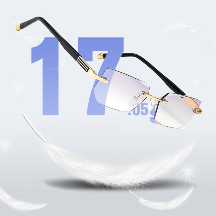 Progressive Reading Glasses with Blue Light Filter — Multifocal Lenses +1.00 to +4.00 Strength for Near and Distance Vision, Rimless Metal F | Thomler
