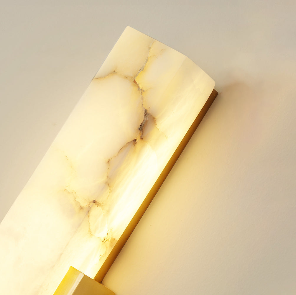 LED Sconce Light 20 Inch Vertical Alabaster Shade Gold Base Hardwired Modern Bedroom Hallway Wall Fixture for Contemporary Homes | Thomler