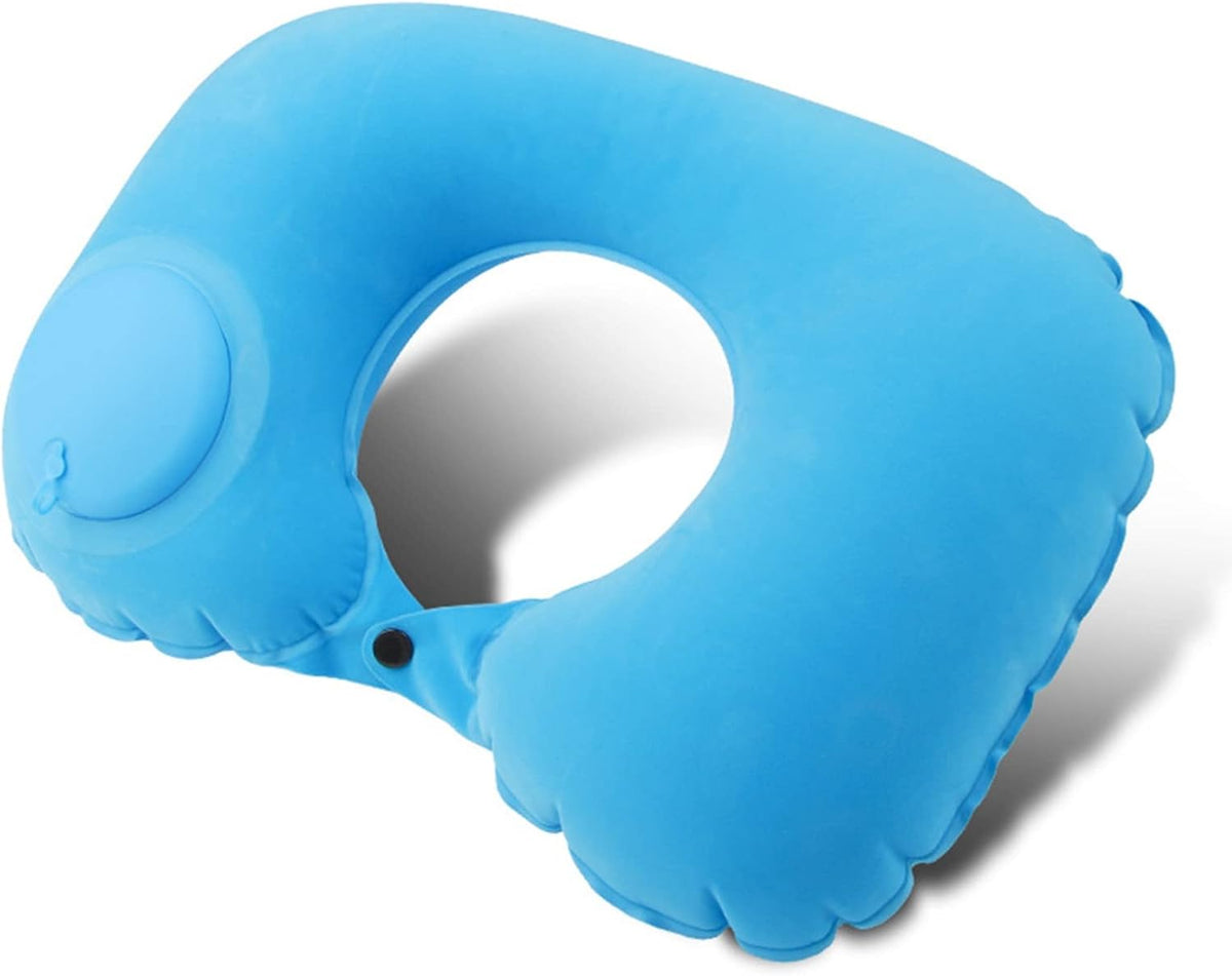 Inflatable Neck Travel Pillow with Built-In Hand Pump for Airplane, Car & Train Trips | Waterproof Ergonomic Support | Compact Portable Desi | Thomler