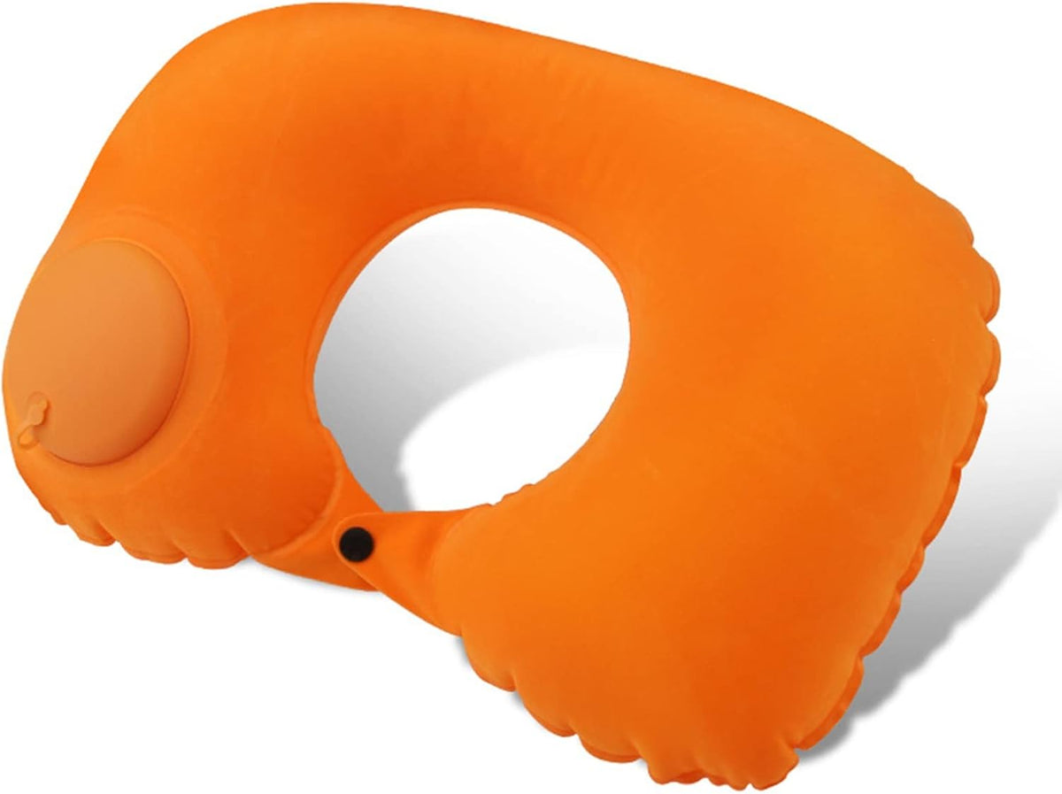 Inflatable Neck Travel Pillow with Built-In Hand Pump for Airplane, Car & Train Trips | Waterproof Ergonomic Support | Compact Portable Desi | Thomler