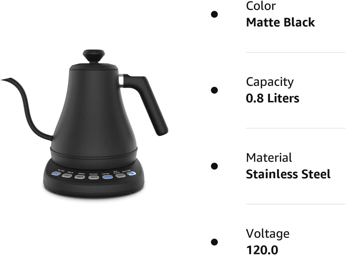 Hervidor eléctrico de cuello de cisne con control de temperatura