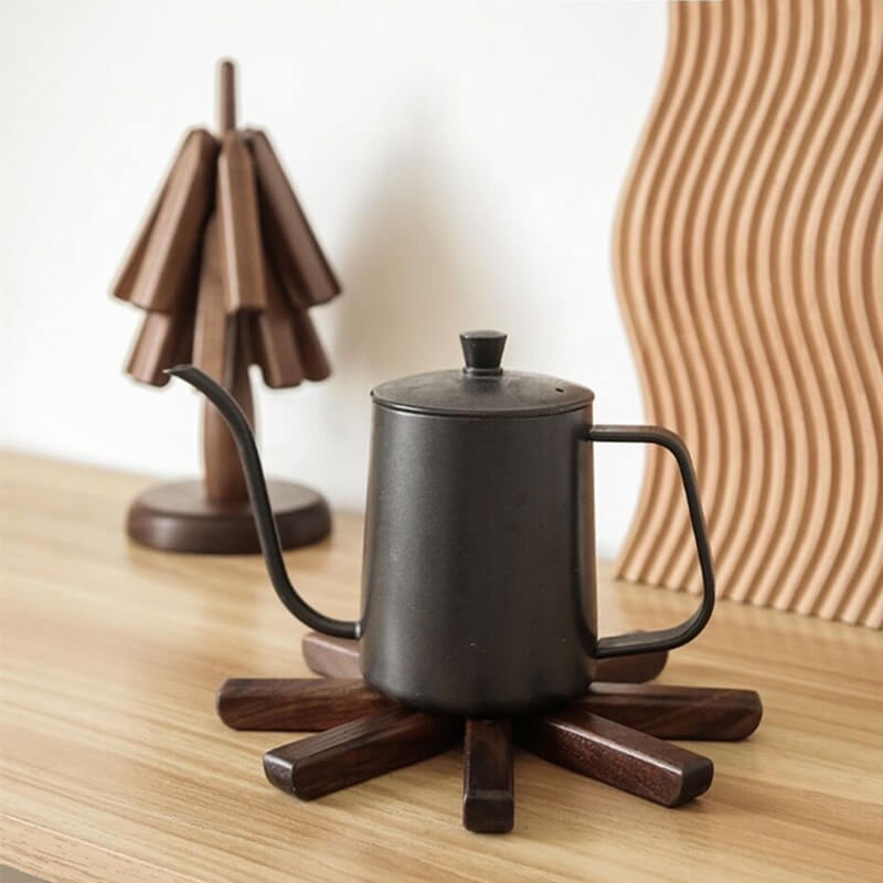 Wooden Heat Protector for Hot Pans & Pots — Walnut Folding Stand with Tree-Inspired Shape for Kitchen Tables, Countertops & Dining Rooms | Thomler
