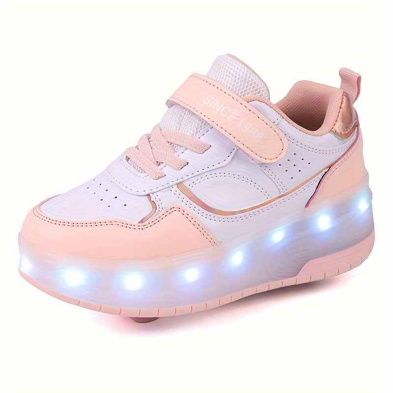LED-Rollschuh-Sneaker für Kinder mit abnehmbaren Rollen – USB-aufladbare Inlineskates für Jungen & Mädchen
