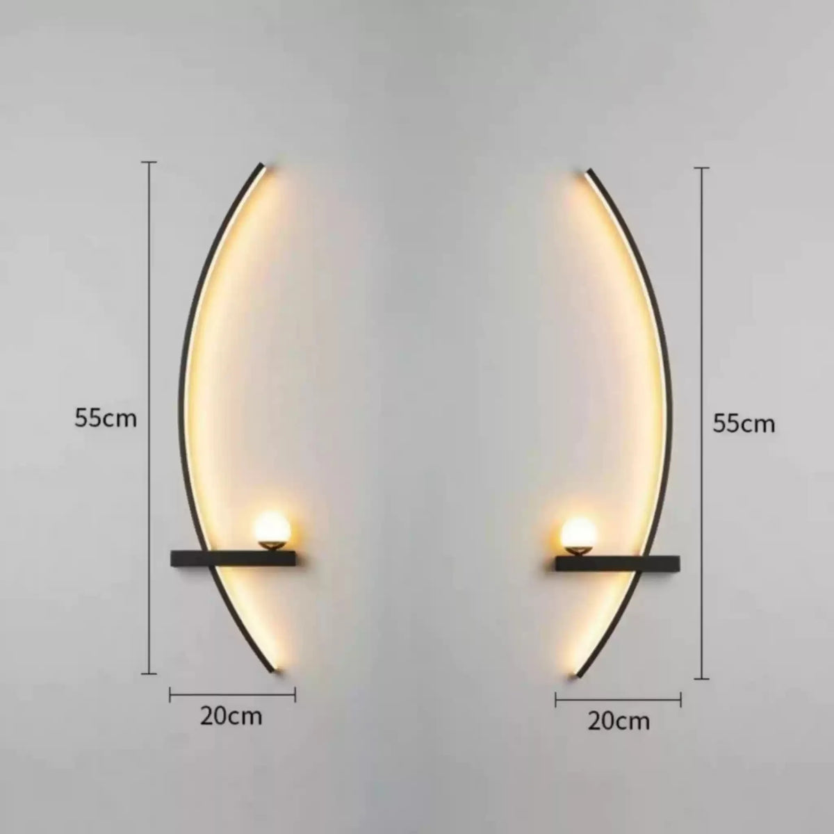 Gebogen LED-wandlamp aluminium boogverlichting voor slaapkamer hal woonkamer moderne accentverlichting wandarmatuur zwart goud afwerking wandmontage binnenverlichting | Thomler