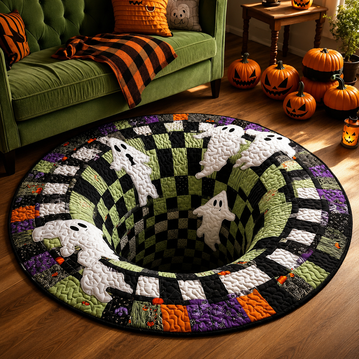 Alfombra de Halloween con vórtice de esqueleto 3D