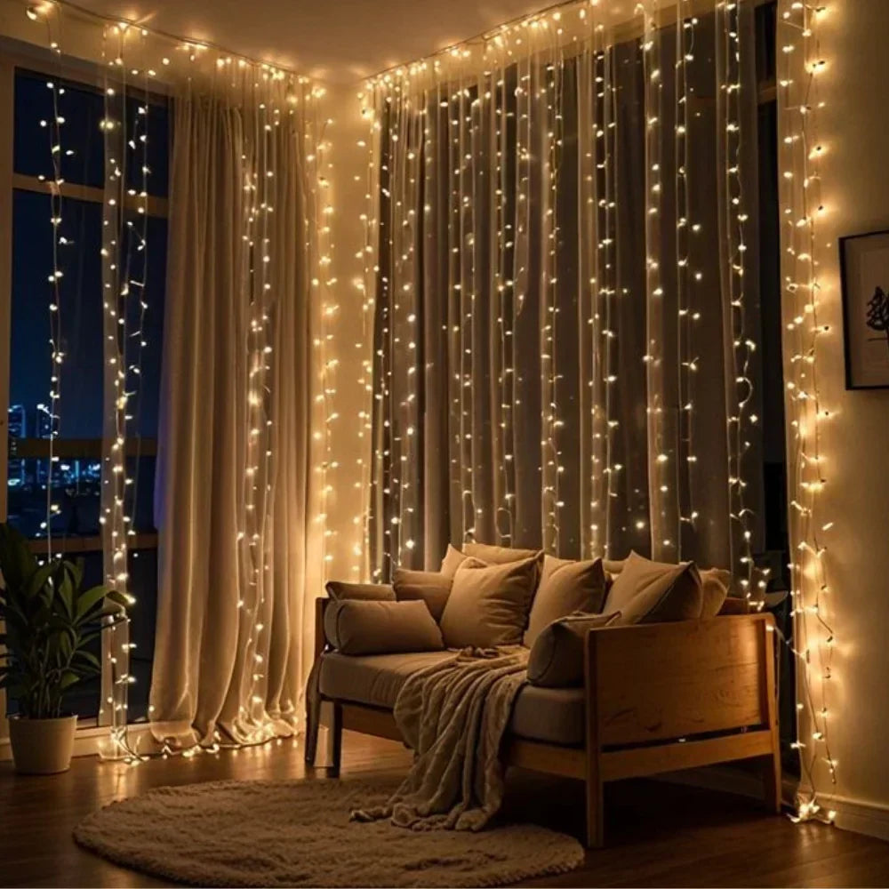 LED-Vorhang-Lichterkette Warmweiß USB-betrieben mit Fernbedienung 8 Modi für Innen- und Außenbereich Terrasse Schlafzimmer Hochzeit Party Dekorative Wasserdicht