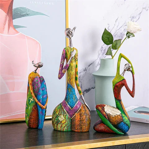 Resin Figurine Statue for Shelves Tabletop Display Home Decor Accent Piece Modern Contemporary Art Object for Living Room Bedroom Office | Thomler