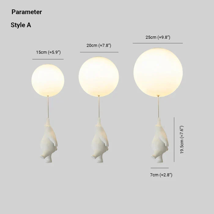 Kinder-Deckenleuchte Kinderzimmer Bär Ballon Pendelleuchte LED-Lampe Schlafzimmer Spielzimmer Deko Warmweißes Licht Tiermotiv Hängeleuchte