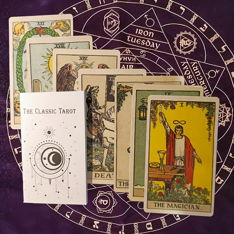 Classic Tarot Card Deck 78-Card Set for Divination and Spiritual Guidance | Complete Reading Kit with Instruction Booklet | Thomler