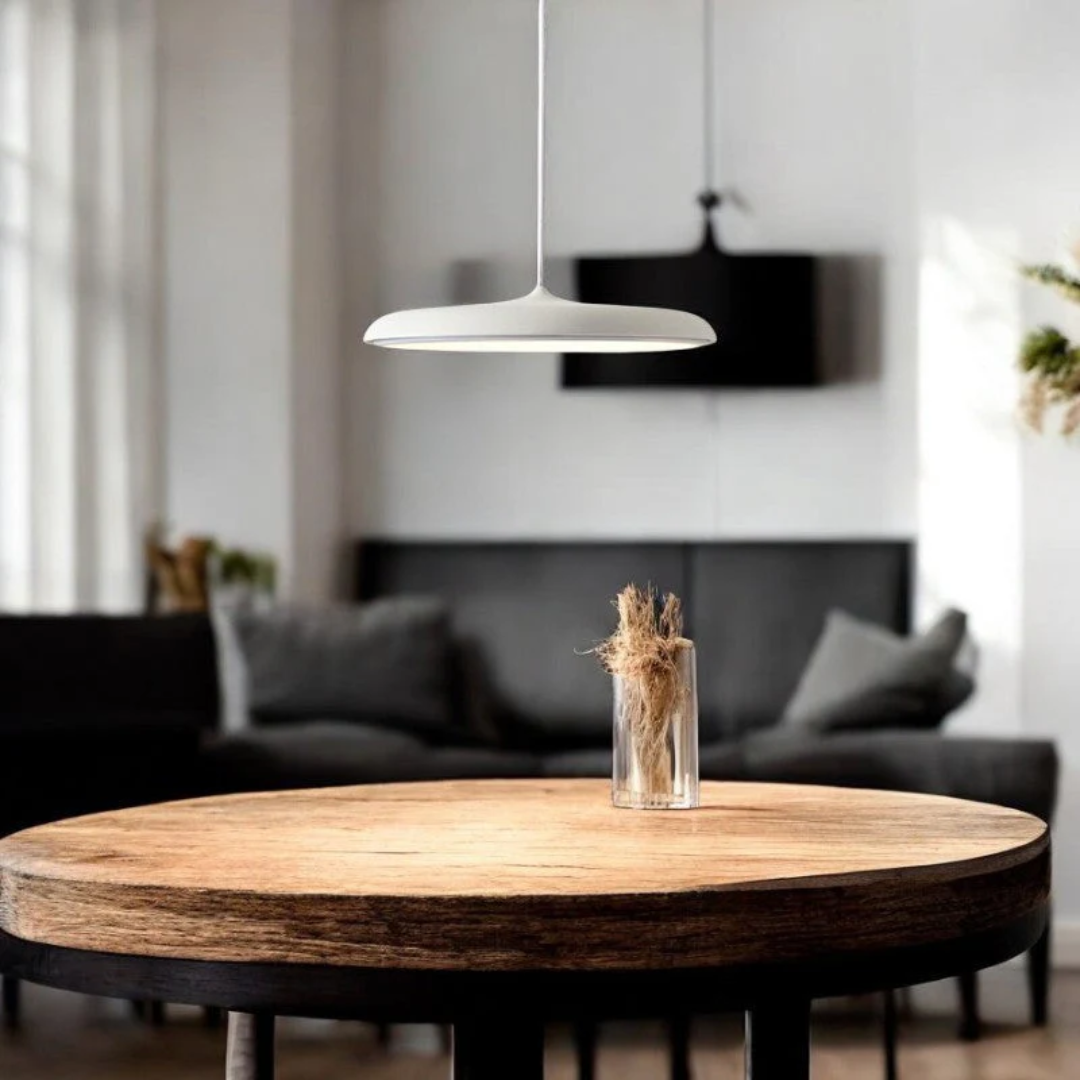 Round LED Ceiling Pendant in Metal & Acrylic – 16 Inch Blue Hanging Light for Dining Room, Kitchen Island, Bedroom – Modern Minimalist Desig | Thomler