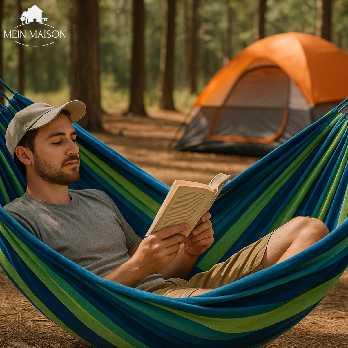 Portable Canvas Hammock with Tree Straps & Carry Bag – 440 lb Capacity for Camping & Backyard
