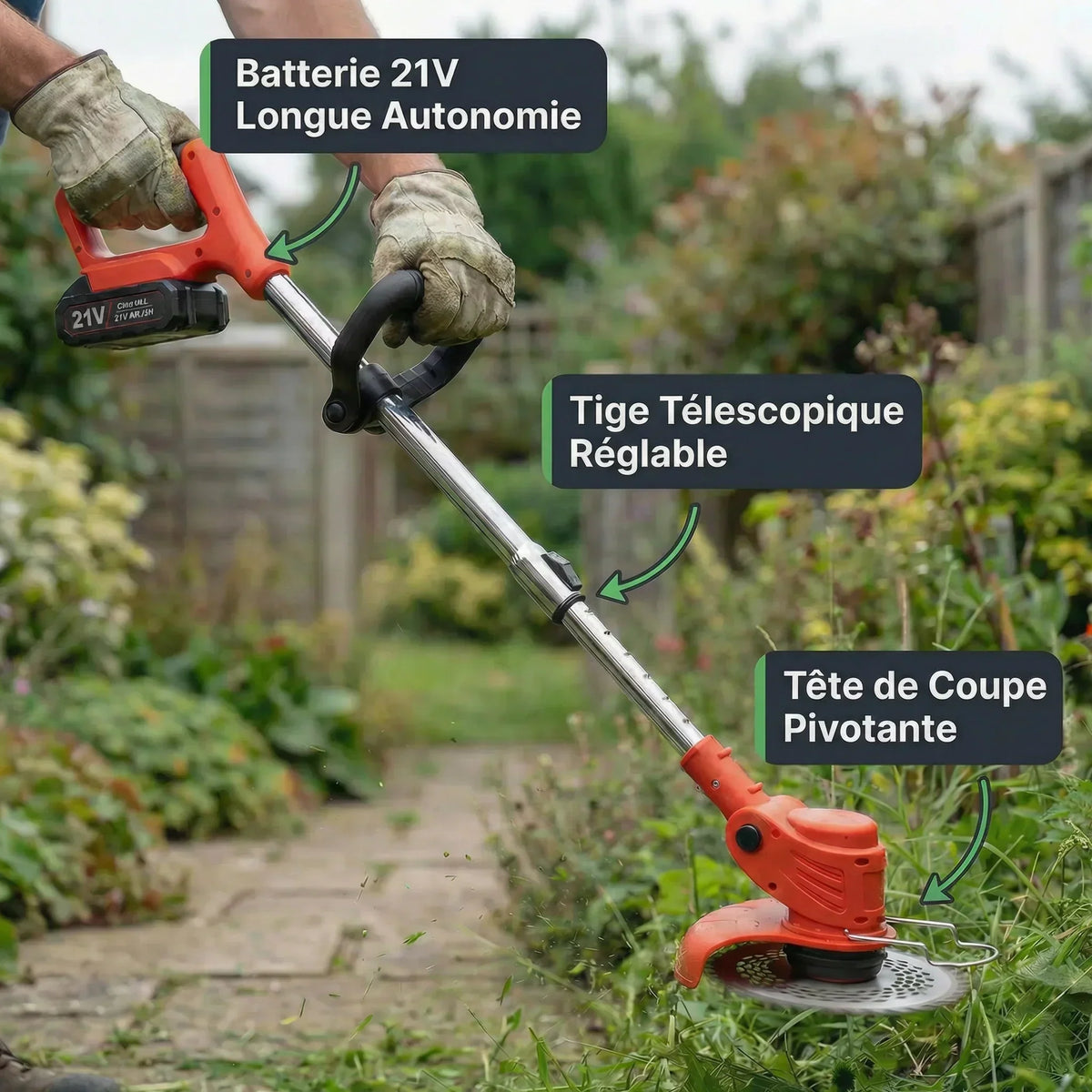 Rechargeable Grass Trimmer for Yard Maintenance – Cuts Weeds, Brush & Small Branches