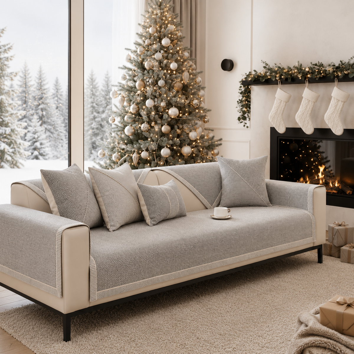 Quilted Non-Slip Sofa Cover with Latex Grip – Mix-and-Match Protection for Couch Seats, Backs & Arms