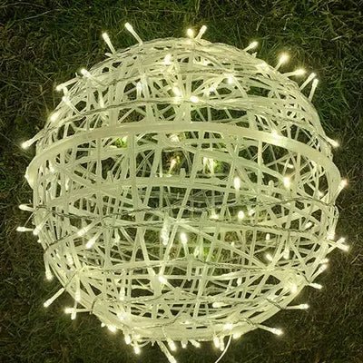 Woven LED Globe Light 8 Inch Waterproof Outdoor Hanging Orb for Trees Patios & Garden Decor | Connectable String Sphere Lights Yard Decorati | Thomler