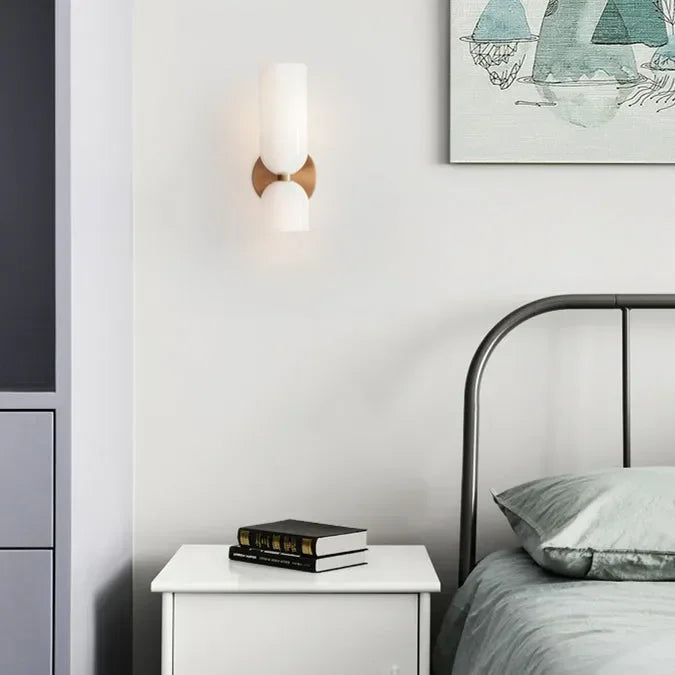 Porcelain Sconce Light Fixture 16 Inch Height Pivoting Arm for Bedroom Hallway Living Room Reading Nook Contemporary White Gray Blue Clear | Thomler