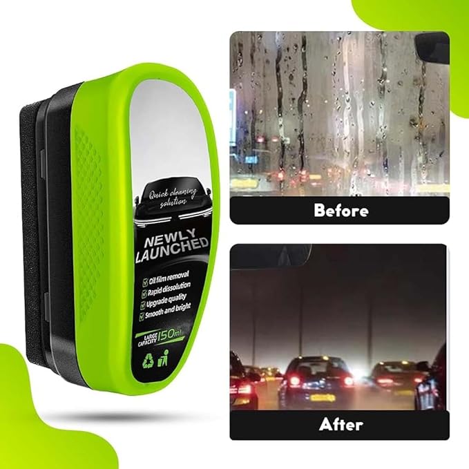 Cepillo eliminador de película de aceite para parabrisas con revestimiento hidrofóbico para automóviles: limpia vidrios, espejos y ventanas rápidamente