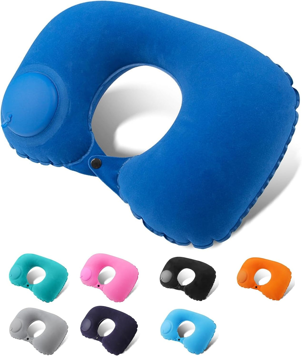 Inflatable Neck Travel Pillow with Built-In Hand Pump for Airplane, Car & Train Trips | Waterproof Ergonomic Support | Compact Portable Desi | Thomler