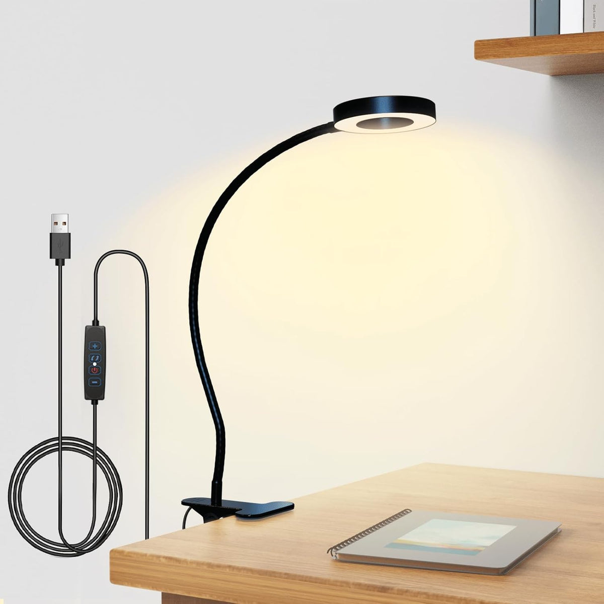 48-led leeslamp met clip, flexibele zwanenhals en 3 kleurmodi – dimbare usb-bureaulamp voor boeken, nachtkastje, thuiskantoor