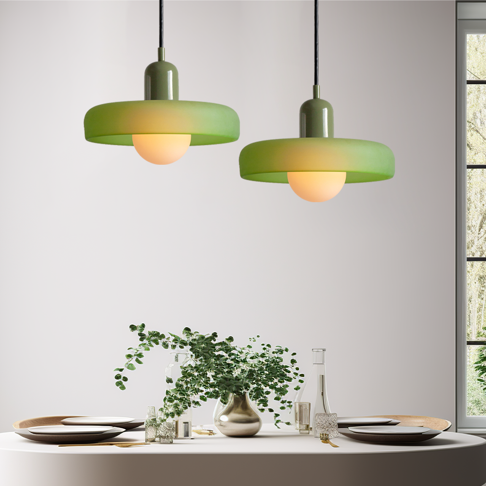 Handcrafted Art Glass Dome Pendant Light, Adjustable Modern Hanging Fixture for Dining Room Kitchen Island Living Room | Thomler