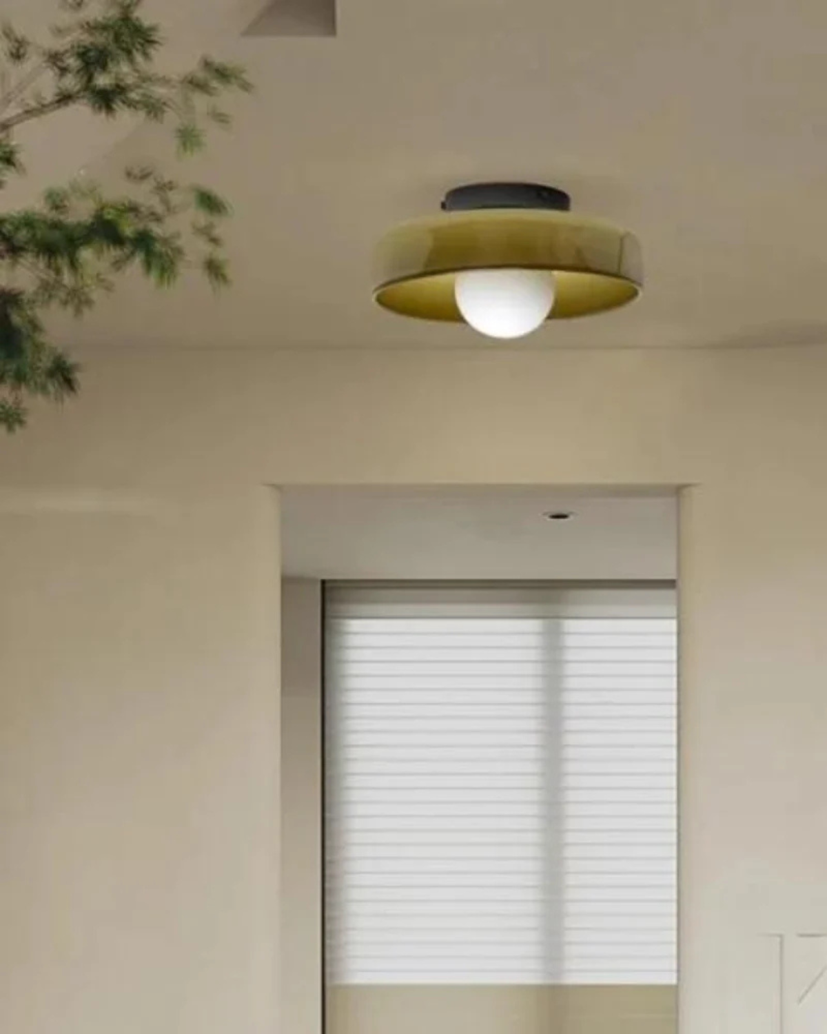 Flush Mount Ceiling Light with Glass Shade and Metal Frame for Living Room, Bedroom, Hallway – Round Overhead Fixture with Warm White Glow | Thomler