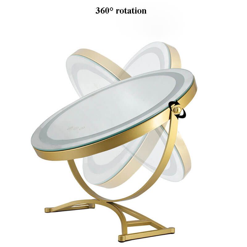 Rechargeable Lighted Vanity Mirror 16 Inch Round Tabletop Mirror with Adjustable LED Brightness Dimmable 360 Rotation for Makeup Skincare Be | Thomler