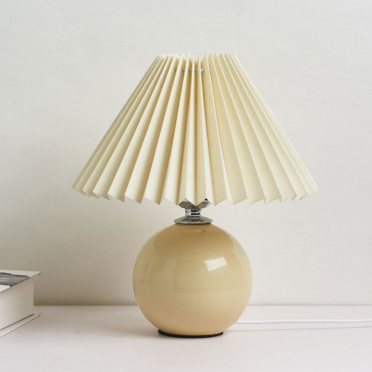 Ceramic Accent Lamp with Fabric Shade 11x9.5 in E26 Socket for Nightstand Desk Study Room Reading Light Modern Home Decor | Thomler