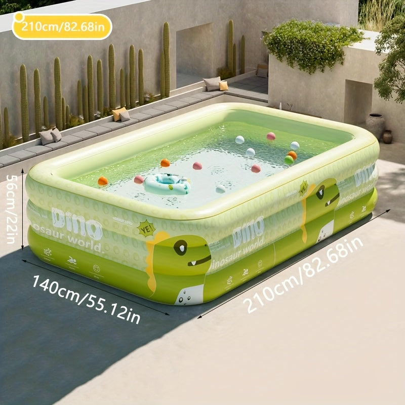 Inflatable Kiddie Pool with Dinosaur Theme for Backyard Water Play – Durable PVC Construction Family-Size Wading Pool | Thomler