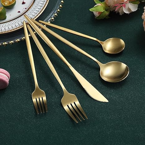 Titanium-Coated Stainless Steel Flatware Set – 18/10 Premium Dinnerware Service for Everyday Dining & Special Occasions | Thomler