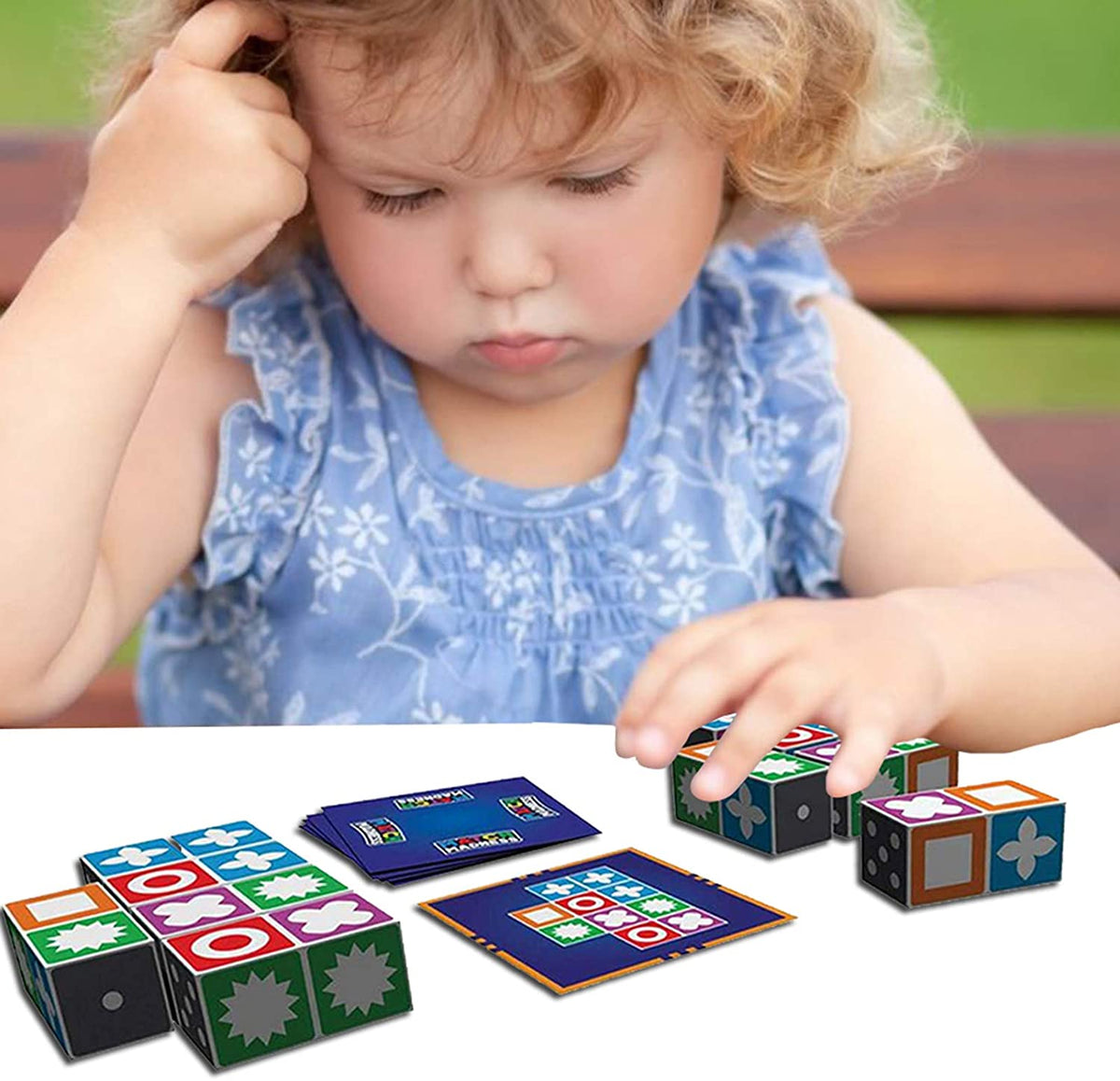 Muster-Legespiel für Kinder – Lernpuzzle mit 20 Bausteinen & 60 Aufgabenkarten für Kinder ab 3 Jahren | Thomler