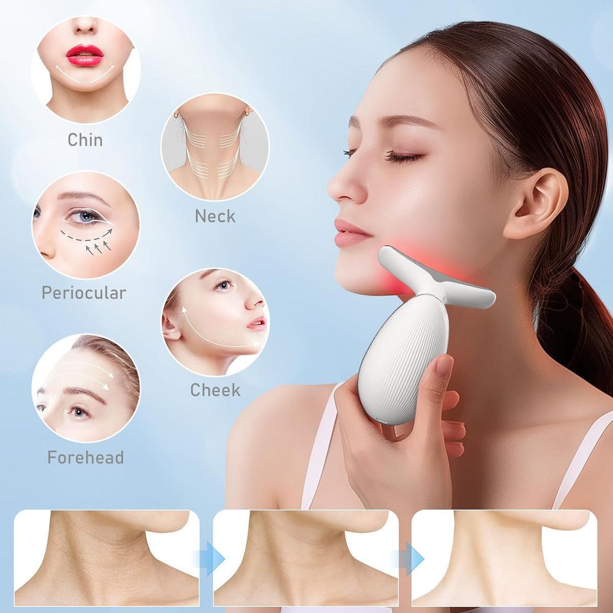 Facial and Neck Massager with LED Light and Warmth