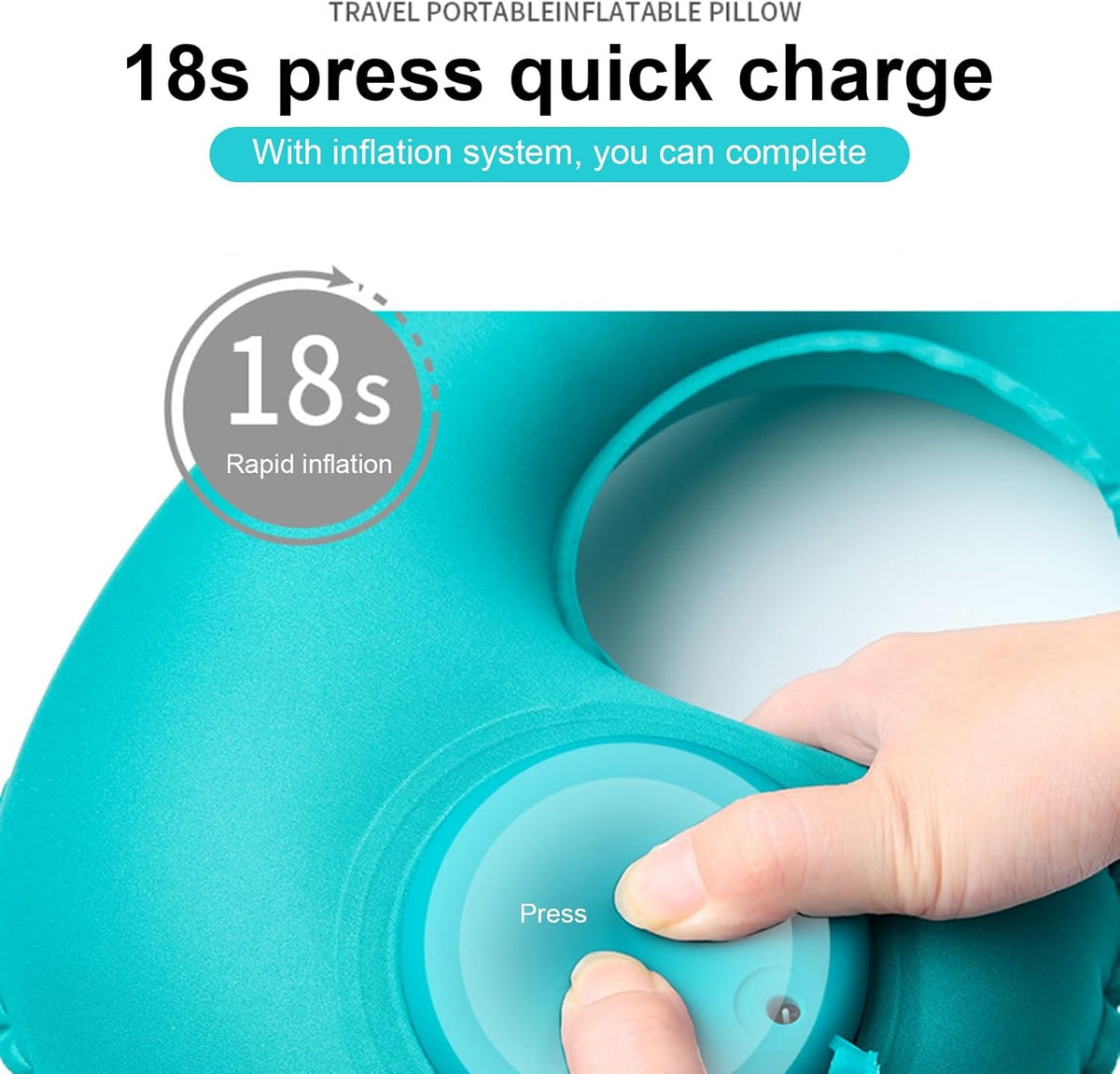 Inflatable Neck Travel Pillow with Built-In Hand Pump for Airplane, Car & Train Trips | Waterproof Ergonomic Support | Compact Portable Desi | Thomler