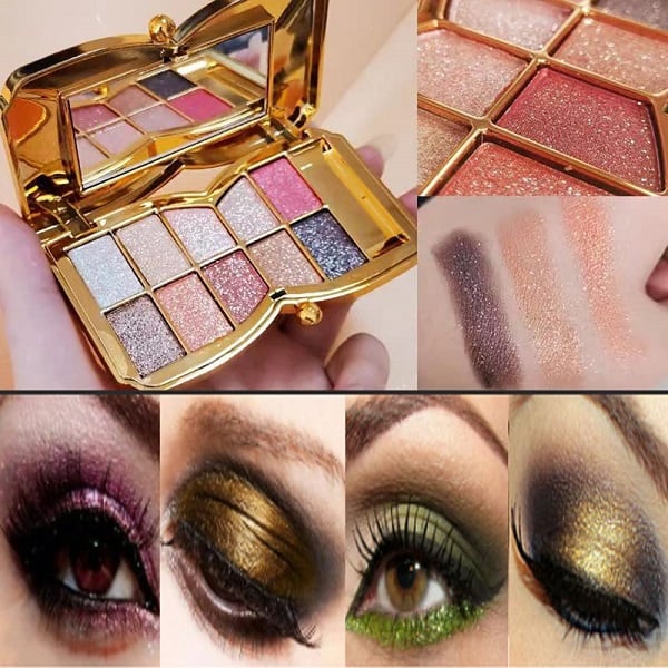 10-Color Glitter Eyeshadow Palette Shimmer Mineral Makeup for Parties Weddings Everyday Looks Highly Pigmented Long-Lasting Eye Shadow | Thomler