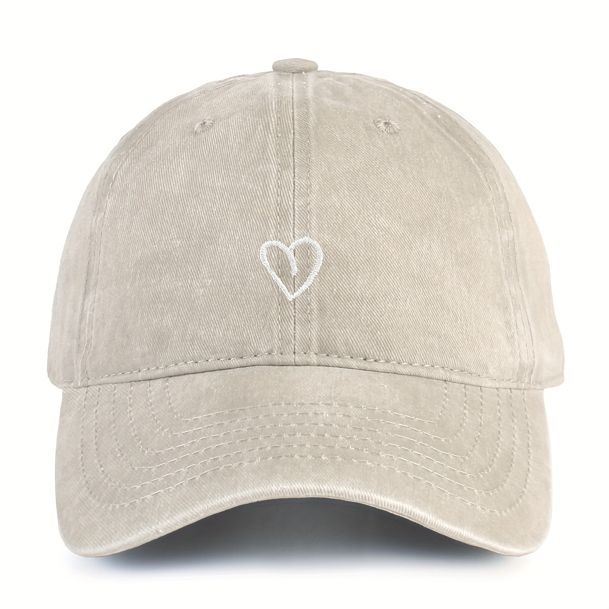 Adjustable Cotton Baseball Cap with Embroidered Heart Detail for Women – Breathable Summer Hat | Thomler